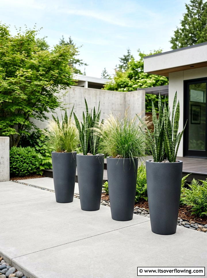 Tall Tapered Planters - 25 garden decor ideas with container groupings