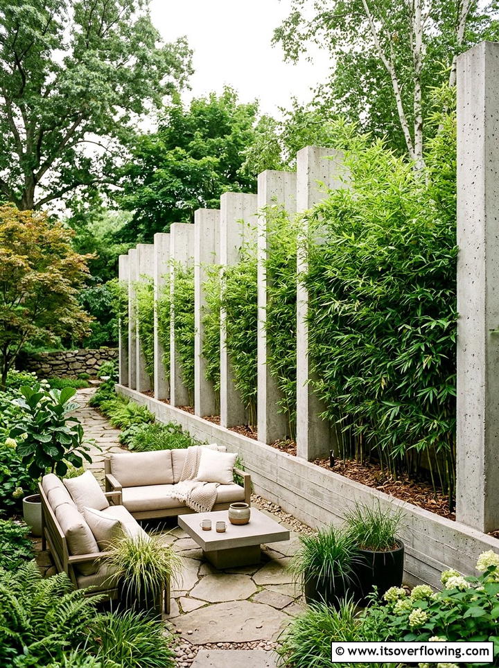 Tall concrete planter privacy screen - 25 garden ideas with concrete planters