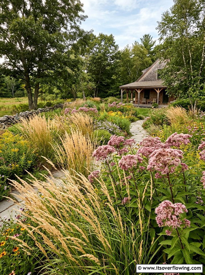 Tall grass and wildflower garden - 25 creative garden ideas with native wildflowers