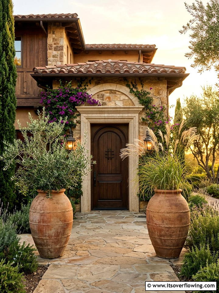 Tall terracotta floor vases - 25 front porch ideas with terracotta pots