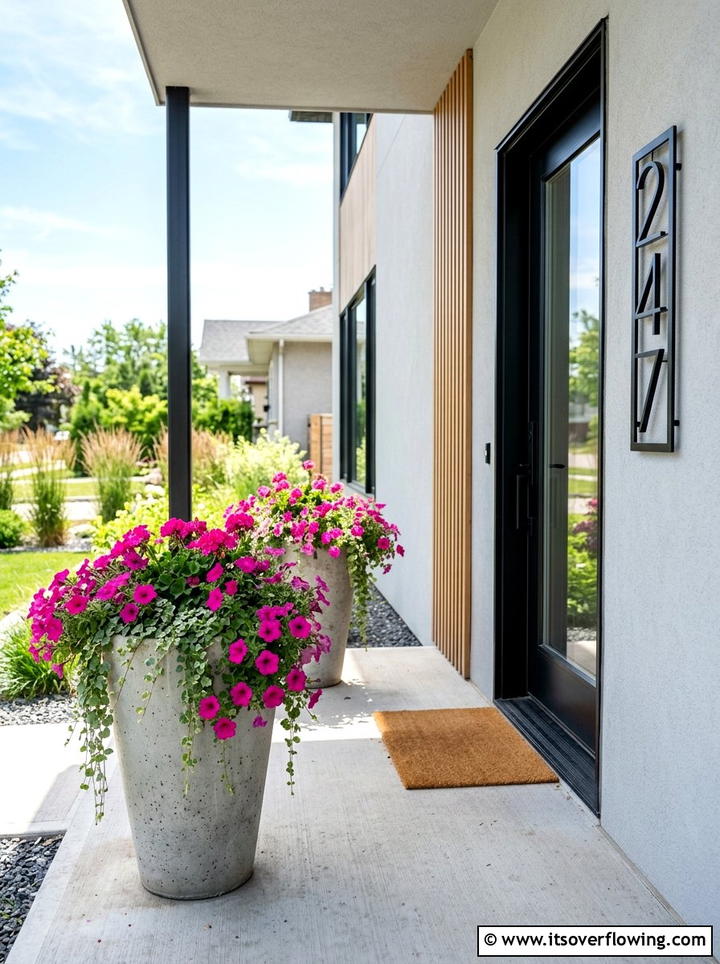 Tapered Concrete Porch Pots - 25 front porch ideas with concrete planters