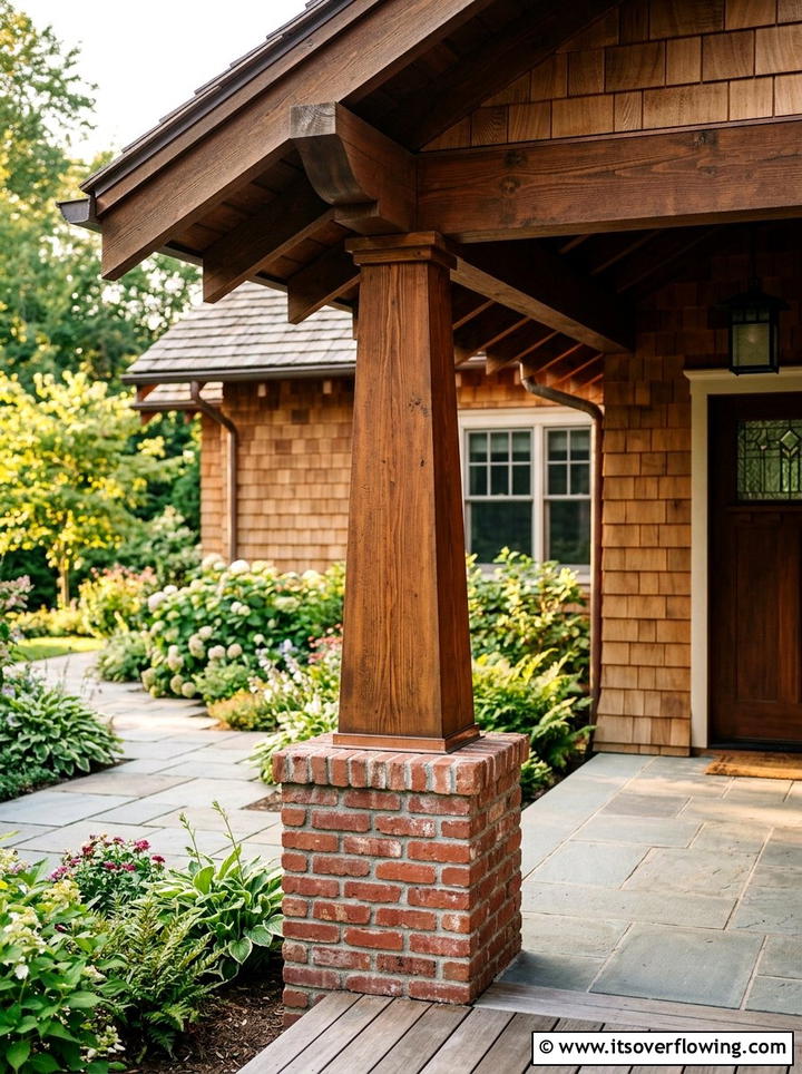 Tapered Wood Column On Brick - 25 front porch ideas with columns