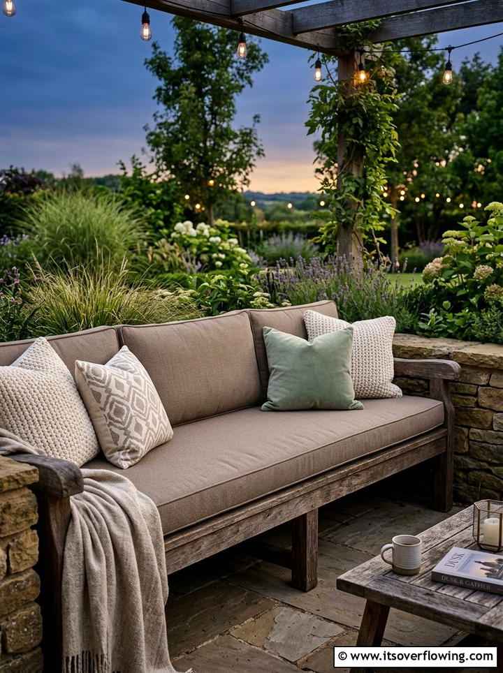 Taupe Seat Cushion - 25 garden decor ideas with neutral tones