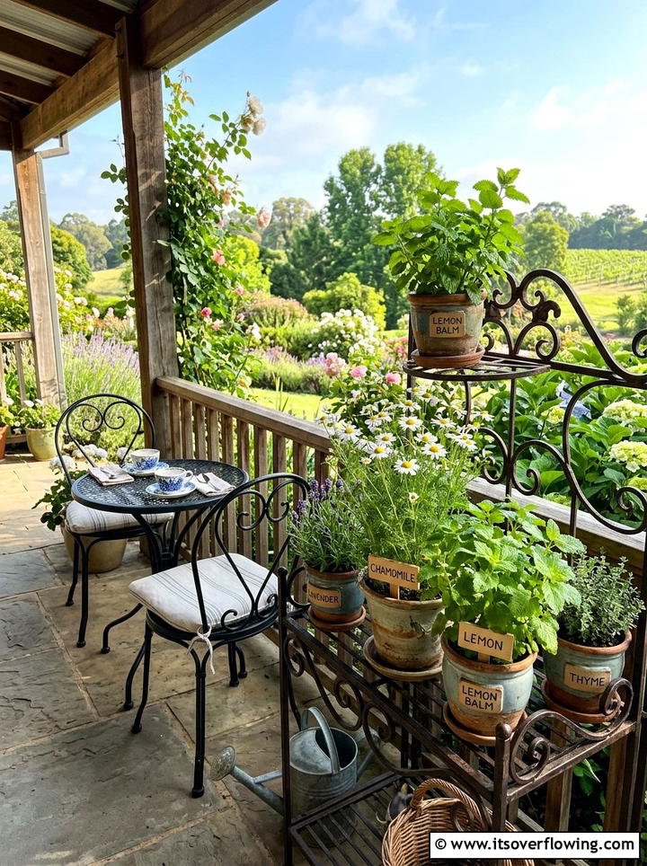 Tea Garden Containers - 25 front porch ideas with edible plants