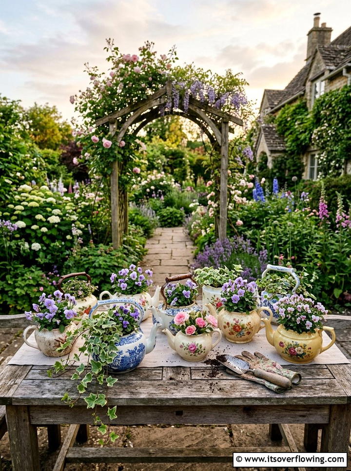 Tea Kettle Flower Pot - 25 recycled garden ideas diy