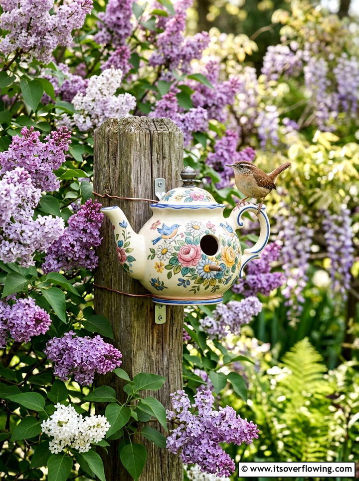 Tea Pot Birdhouse - 25 backyard decorating ideas with recycled materials