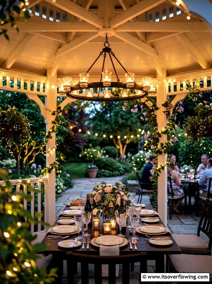 Tea light chandelier for gazebo - 25 garden decor ideas with tea lights