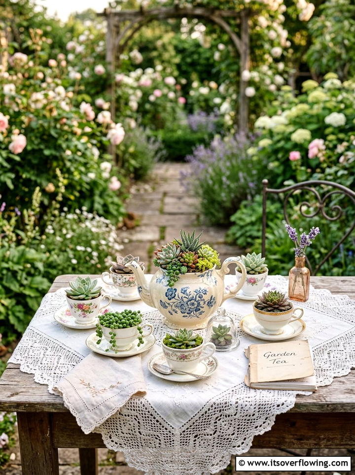 Tea party garden theme - 25 garden decor ideas with floral displays