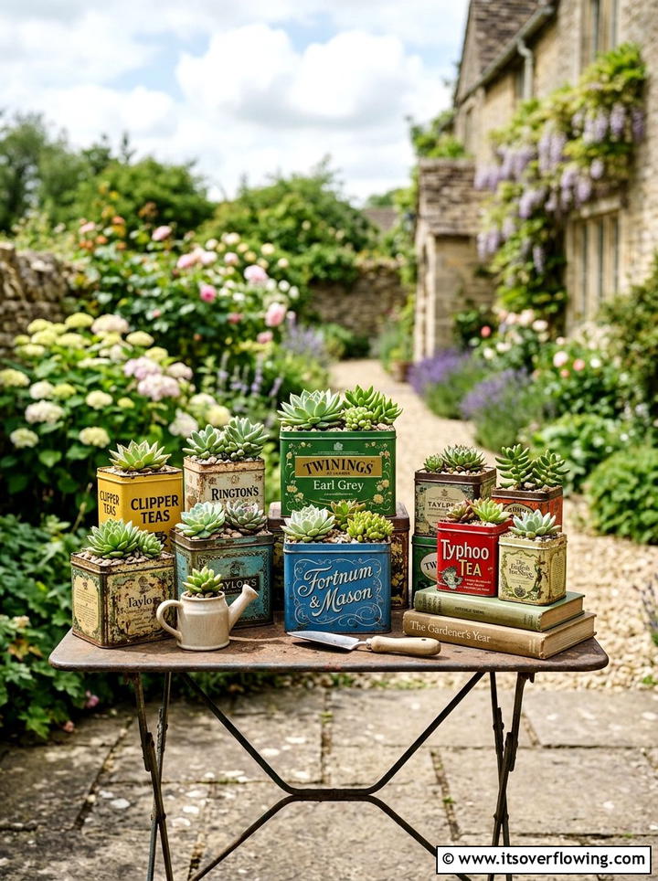 Tea tin garden - 25 recycled garden ideas for teachers