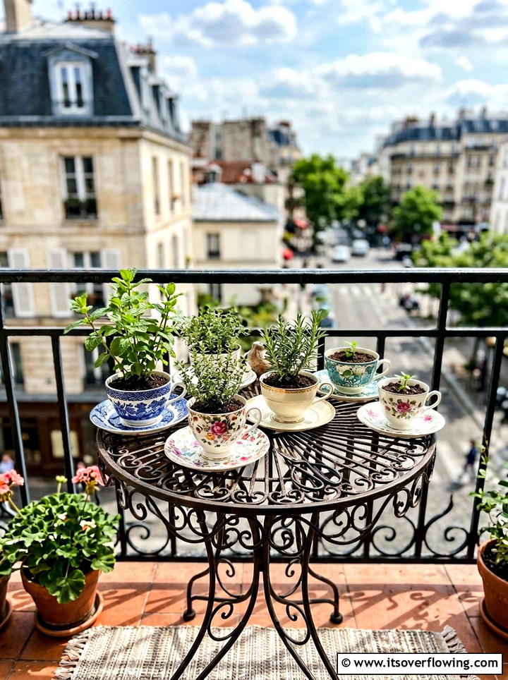 Teacup Herb Garden - 25 upcycled garden ideas for tiny yards