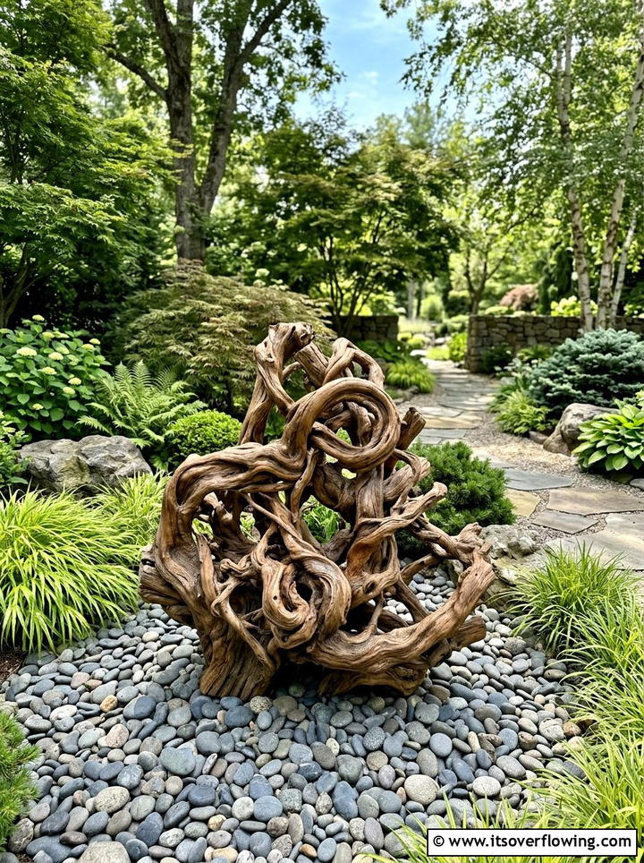 Teak Root Sculpture - 25 garden decor ideas with wood art