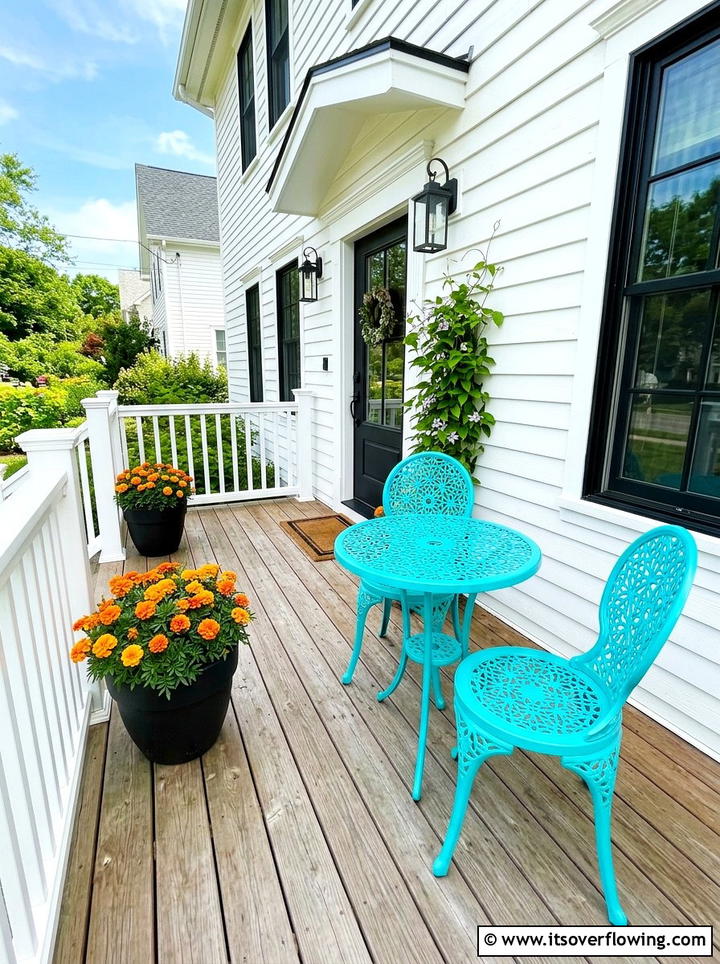 Teal Metal Bistro Set For Front Porch - 25 front porch ideas with bistro set