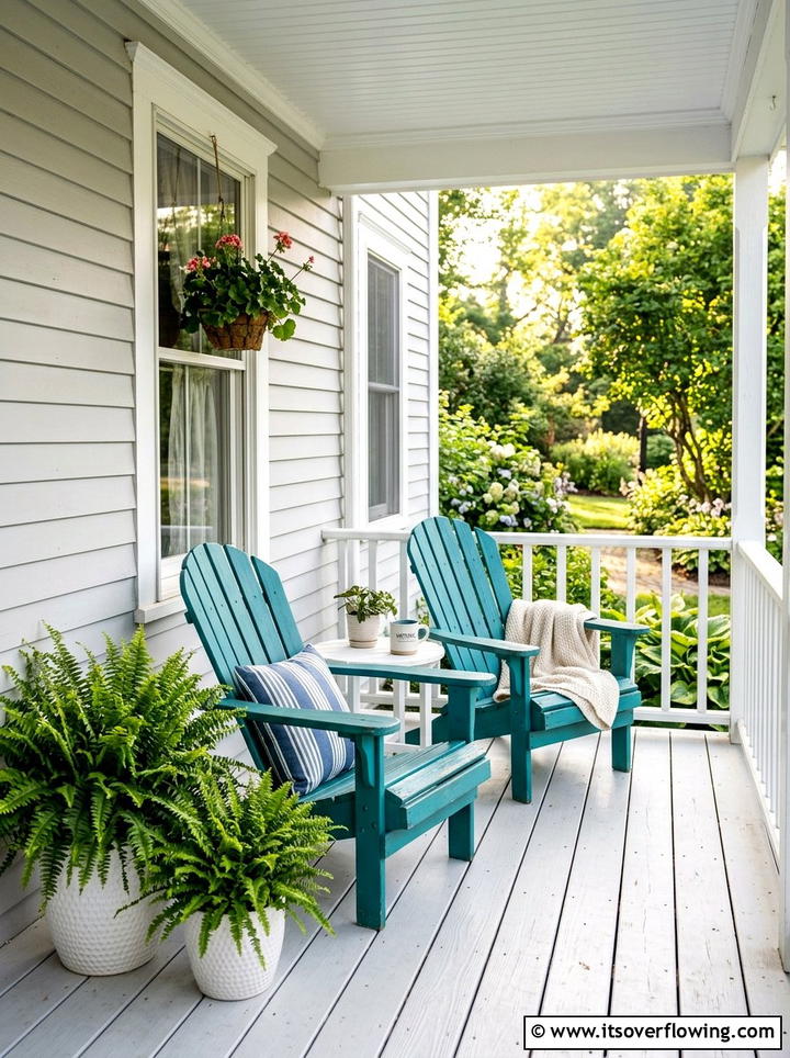 Teal porch chairs - 25 front porch ideas with pops of color