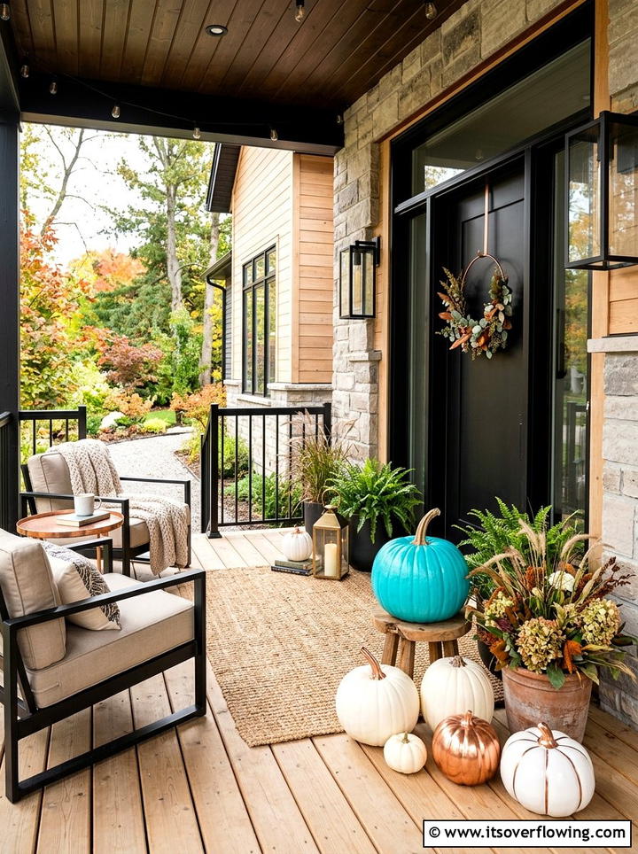 Teal pumpkin porch - 25 front porch ideas with pumpkins