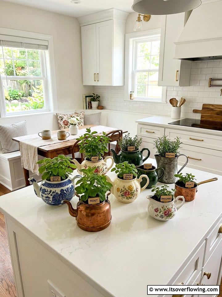 Teapot Herb Garden - 25 reusing old things ideas for herb garden