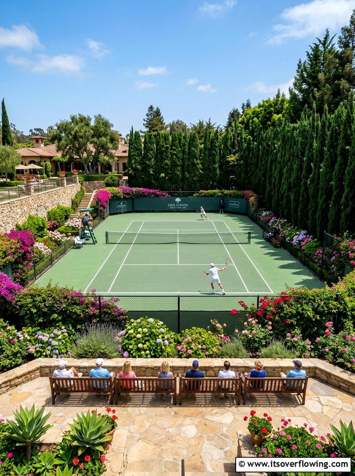 Tennis court landscaping - 25 backyard ideas with sports court