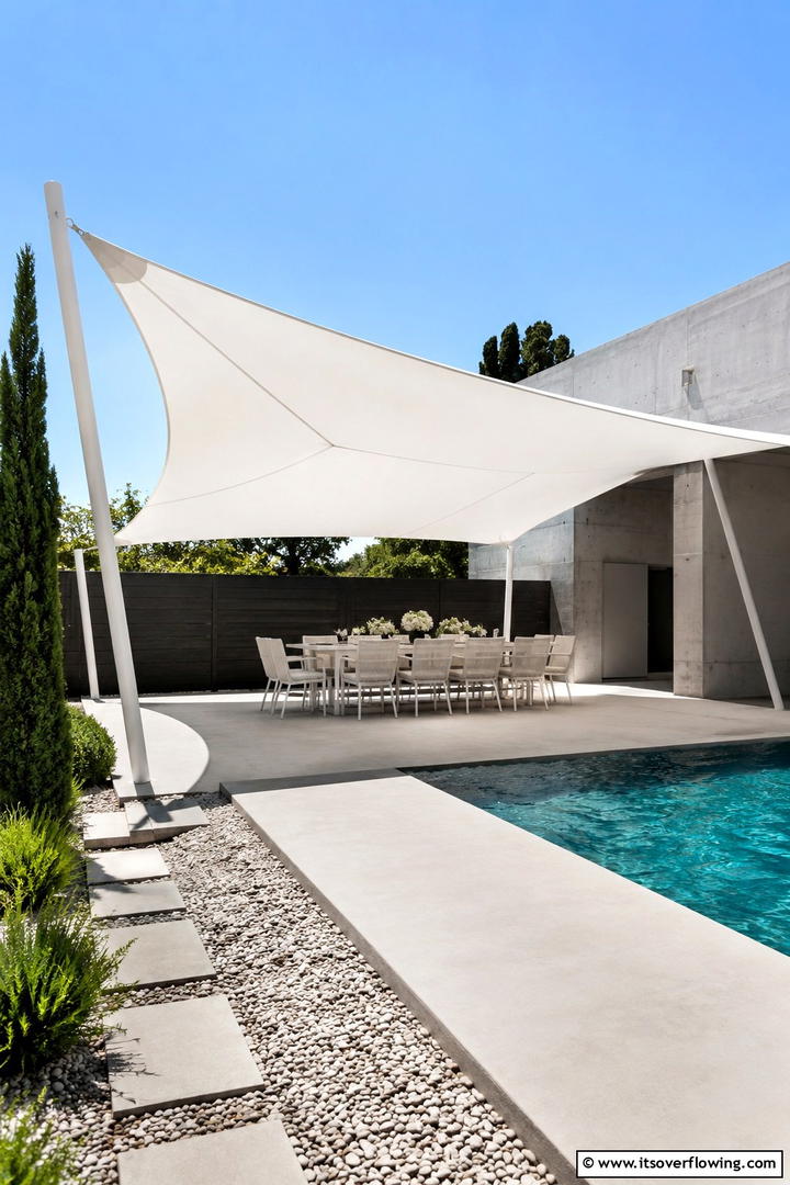 Tension Fabric Structures for Seamless Coverage - 30 Pool Shade Ideas for a Cool and Relaxing Oasis
