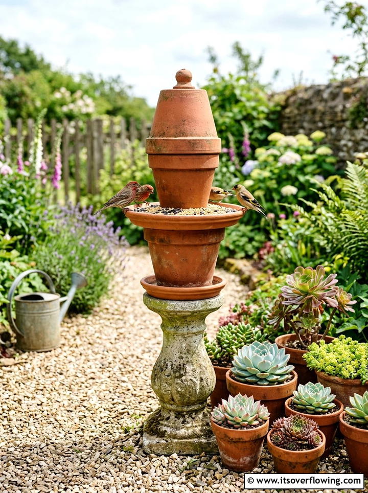 Terra Cotta Bird Feeder - 25 reusing old things ideas for bird feeders