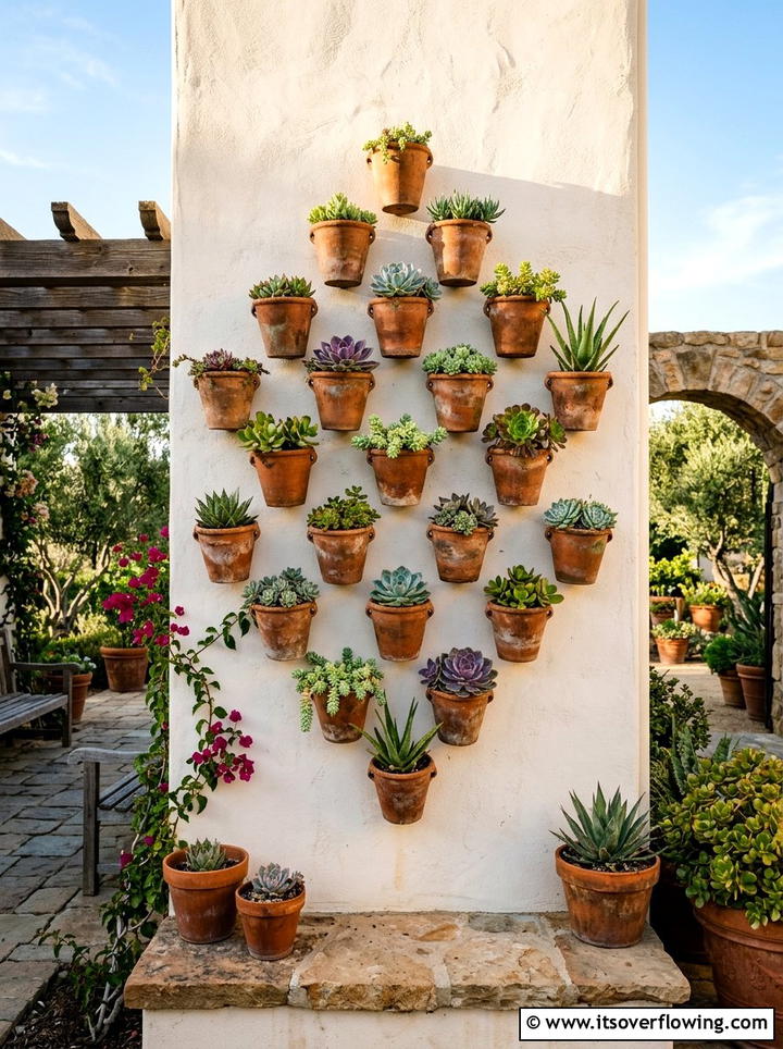 Terra Cotta Wall Planters - 25 garden ideas with wall decor
