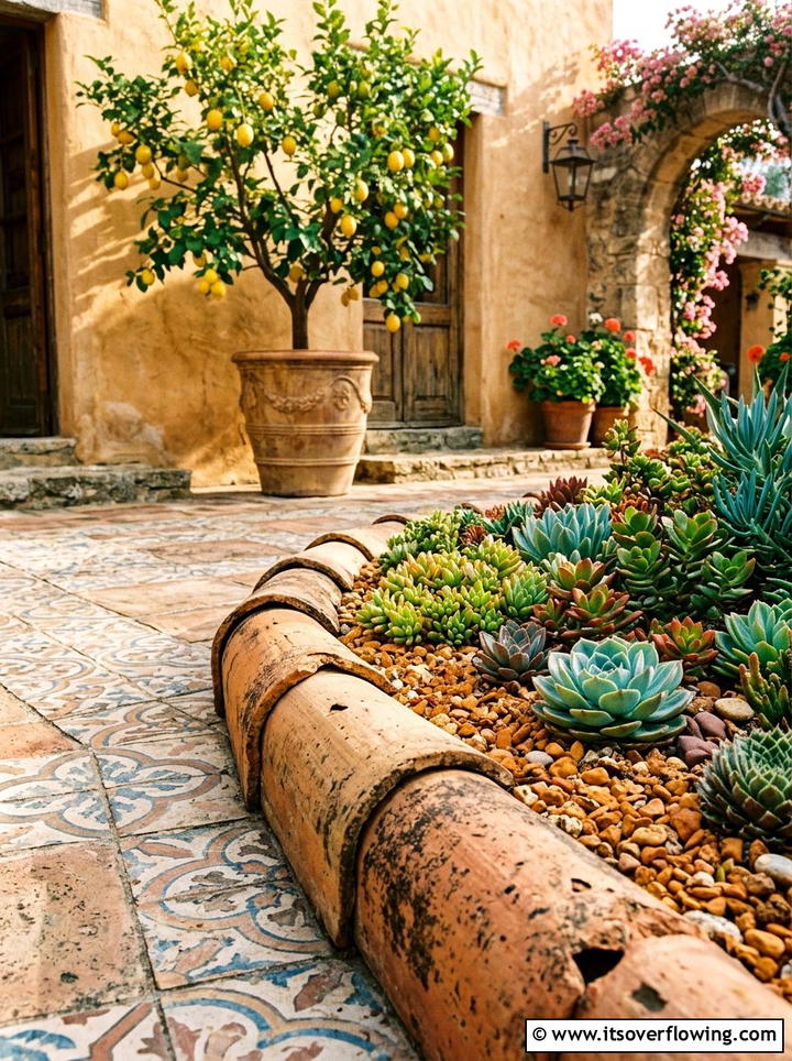Terra cotta pipe edge - 25 reusing old things ideas for garden edging