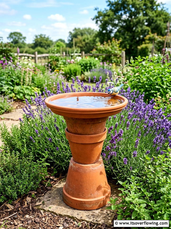 Terra cotta pot bird bath - 25 reusing old things ideas for bird baths
