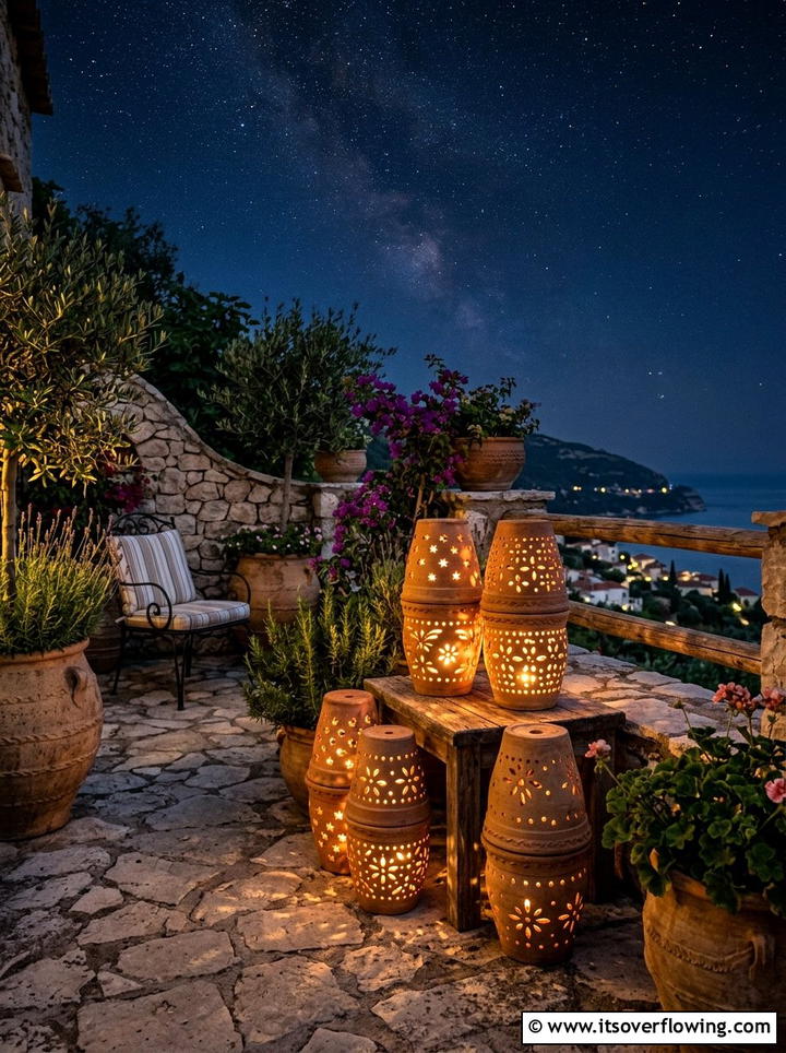Terra cotta pot lanterns - 25 reusing old things ideas for outdoor lighting
