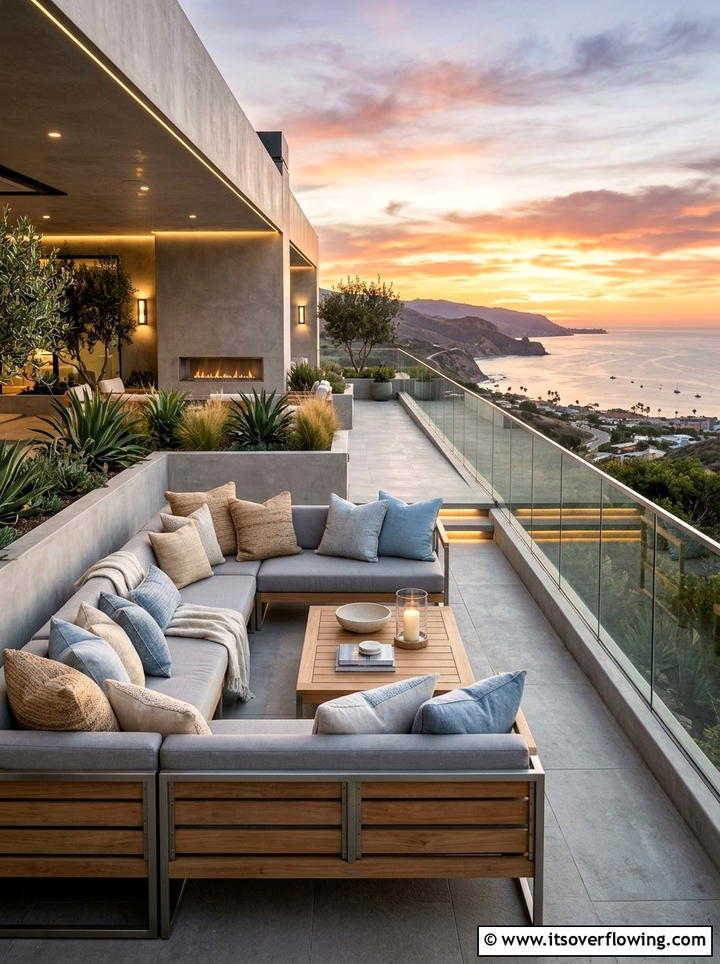 Terrace Lounge Seating - 25 garden decor ideas with throw pillows