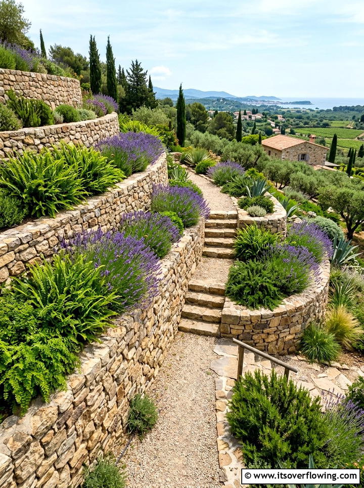 Terraced Retaining Wall - 25 garden ideas for uneven ground