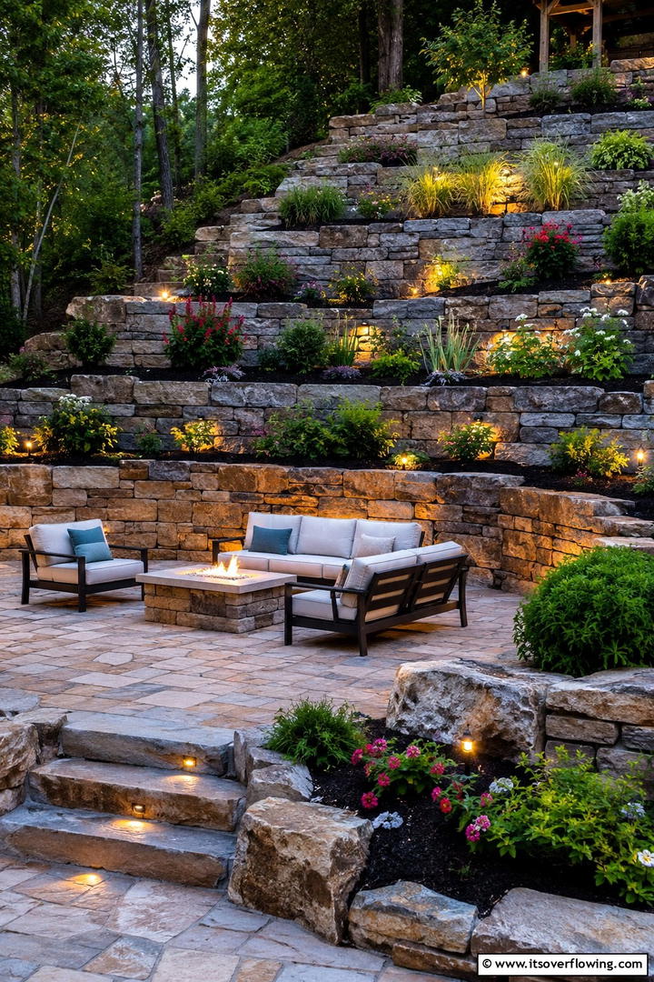 Terraced Retreat Garden - 30 Sloped Garden Ideas to Transform Challenging Yards
