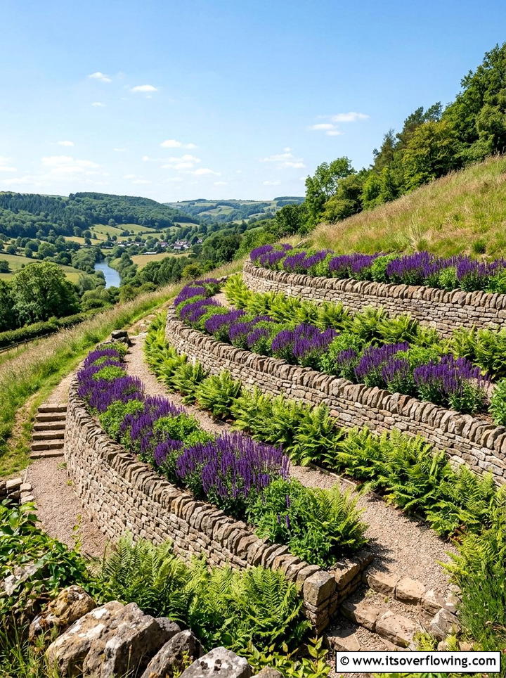 Terraced Stone Hillside - 25 garden design ideas with repetition