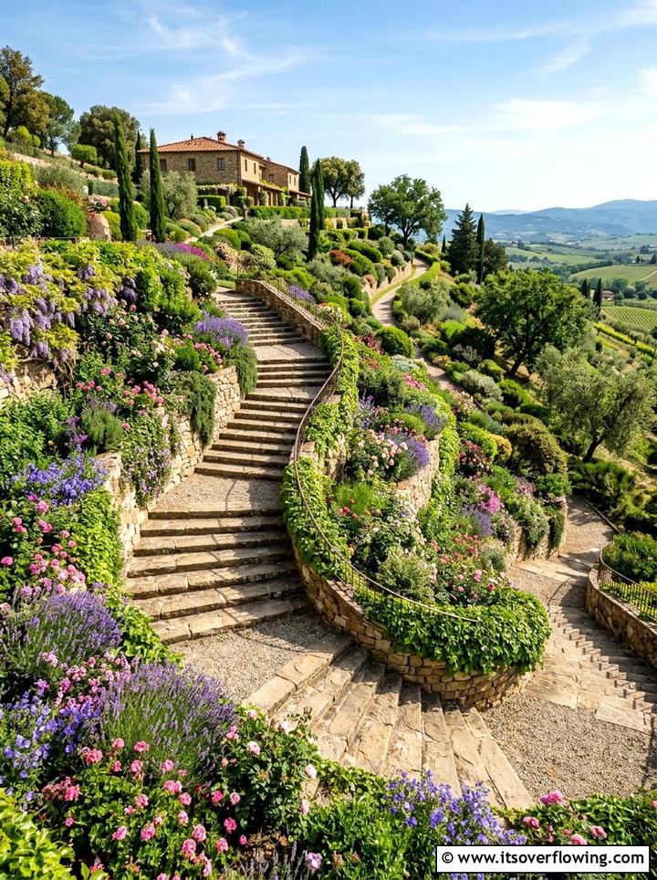 Terraced Stone Steps - 25 garden ideas with pathways