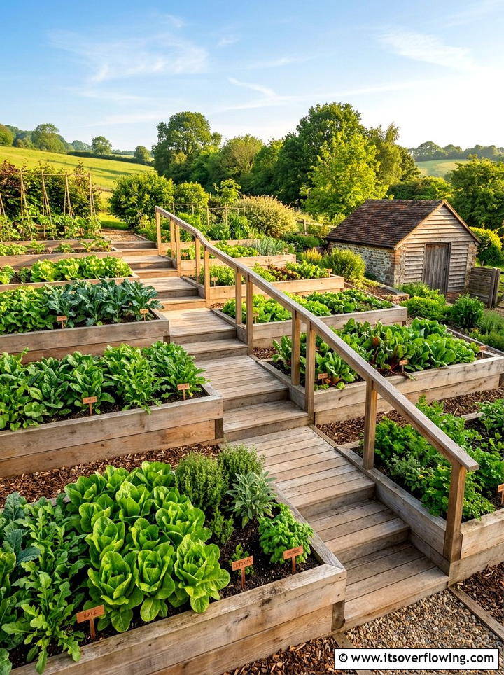 Terraced Vegetable Garden Steps - 25 backyard ideas with steps