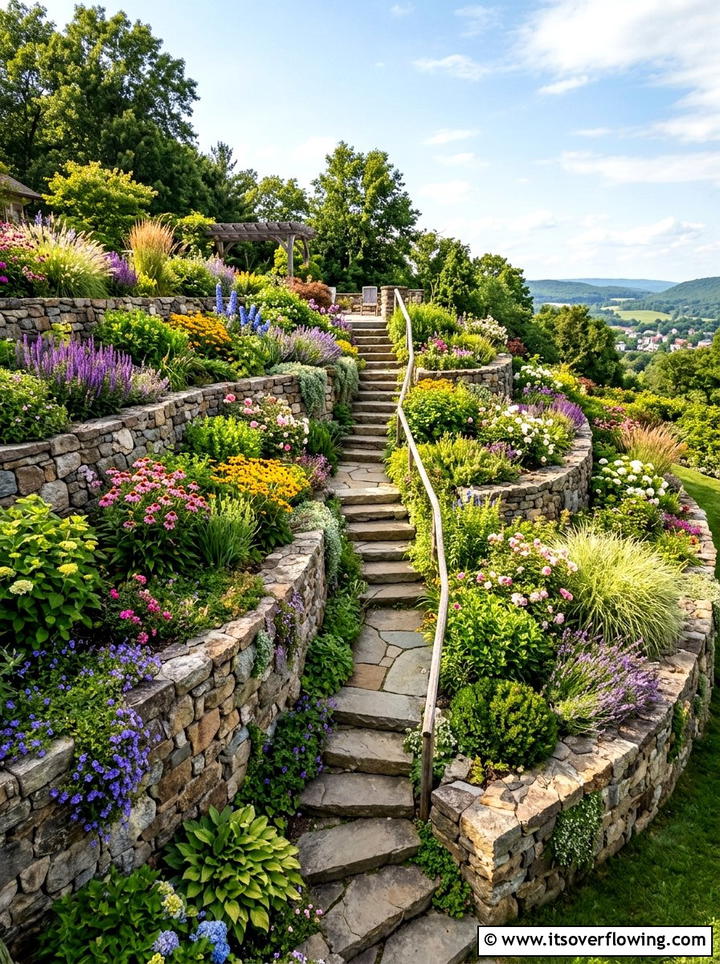 Terraced garden slope - 25 creative garden ideas for rural homes
