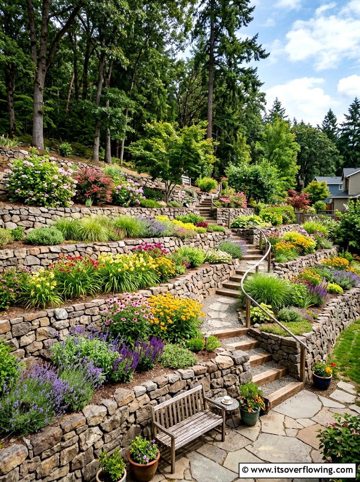 Terraced rock garden - 25 garden ideas with rocks