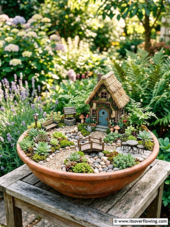 Terracotta Fairy Garden - 25 garden decor ideas with terracotta pots