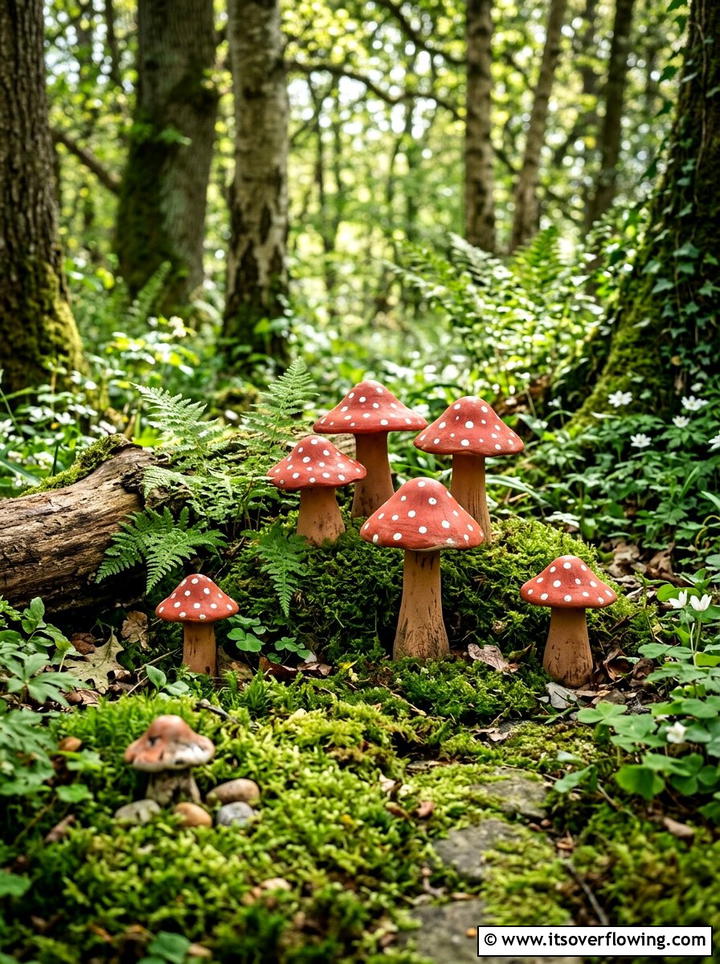 Terracotta Garden Mushroom - 25 garden ideas with terracotta crafts