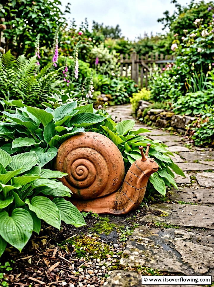 Terracotta Garden Snail - 25 garden ideas with terracotta crafts