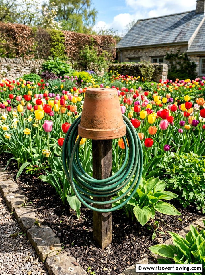 Terracotta Hose Guide - 25 garden ideas with terracotta crafts