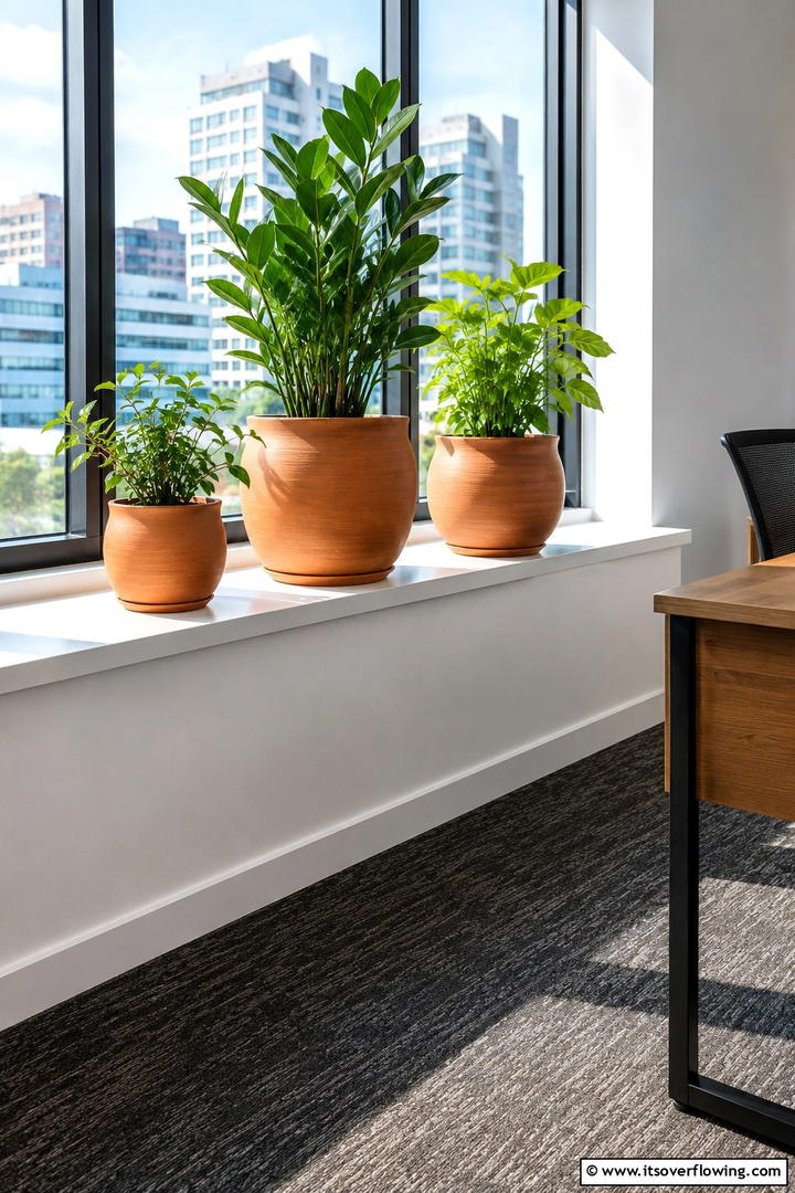 Terracotta Office Planters - 50 Fall Office Decor Ideas for A Sleek, Calm Workspace