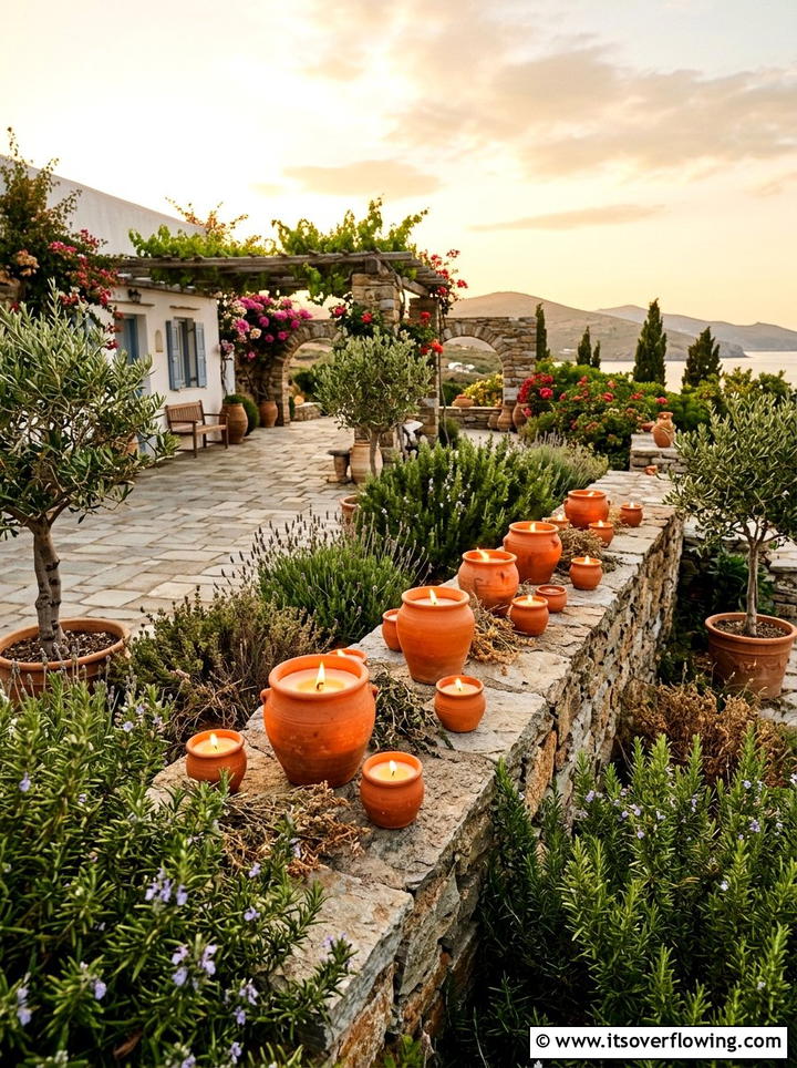 Terracotta Pot Candle - 25 garden decor ideas with candles