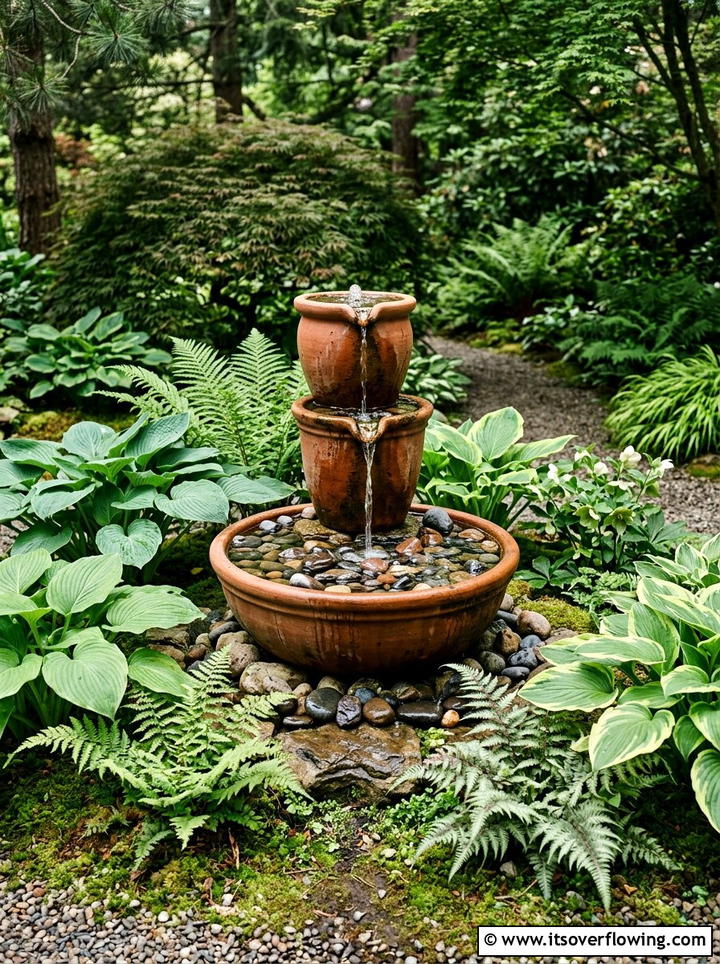 Terracotta Pot Fountain - 25 garden ideas with terracotta crafts