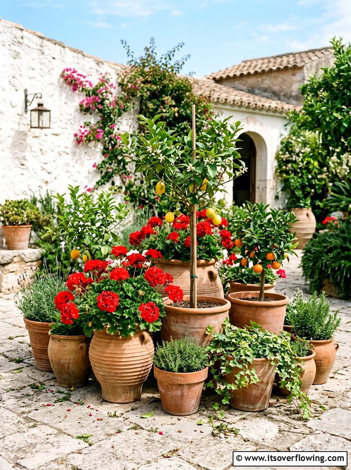 Terracotta Pot Grouping - 25 garden ideas for mediterranean style