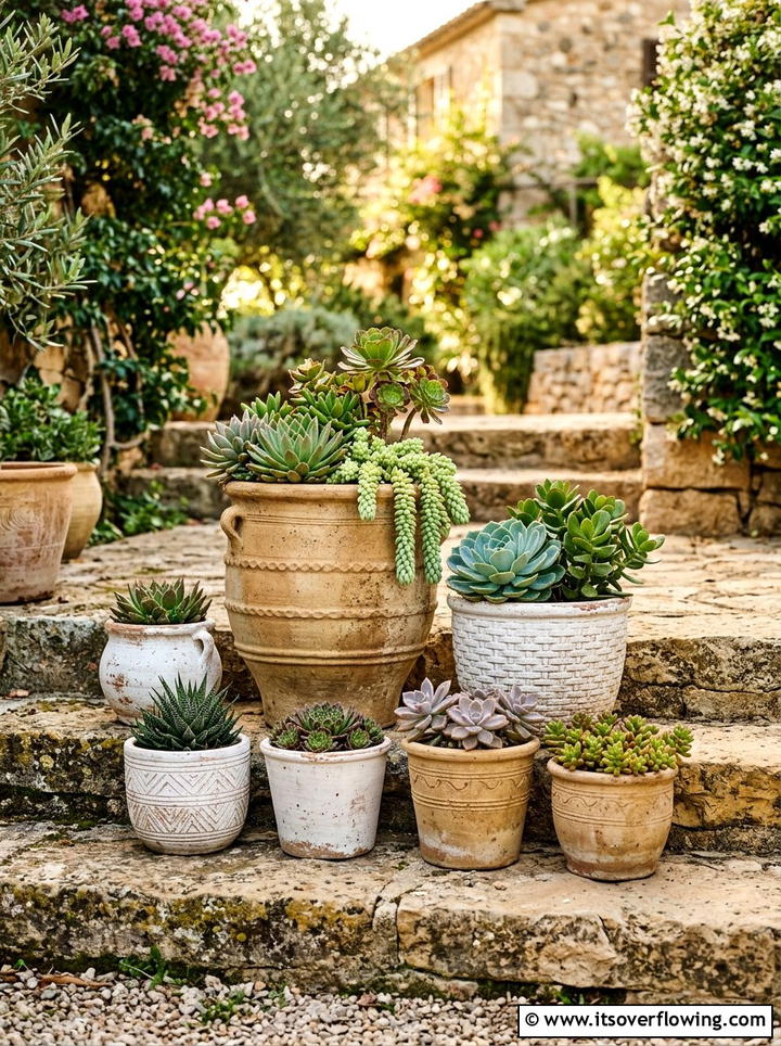 Terracotta Pot Set - 25 garden decor ideas with neutral tones