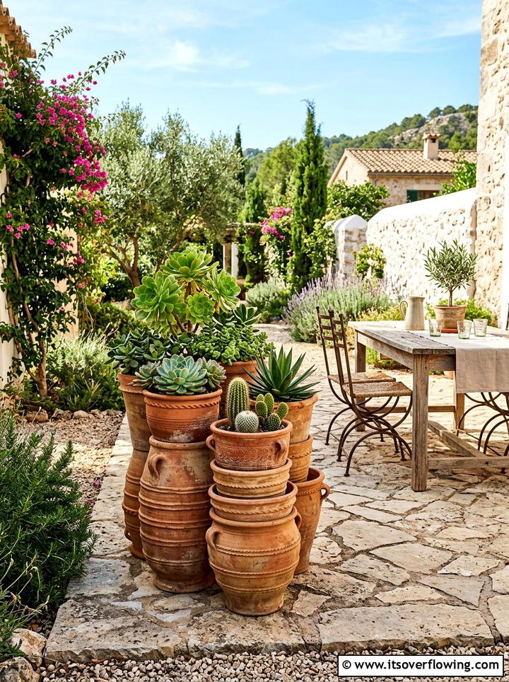 Terracotta Pot Stack - 25 garden decor ideas for rustic gardens