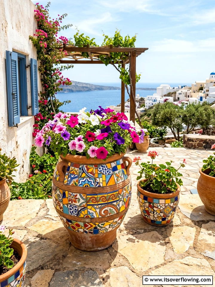 Terracotta Pot Tile Makeover - 25 creative garden ideas with mosaic planters