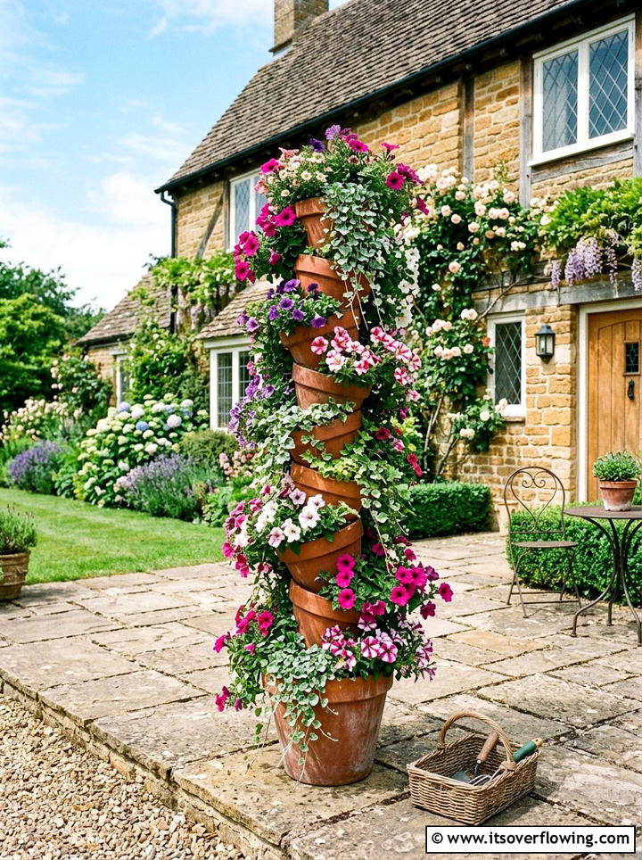 Terracotta Pot Tower - 25 cheap garden ideas