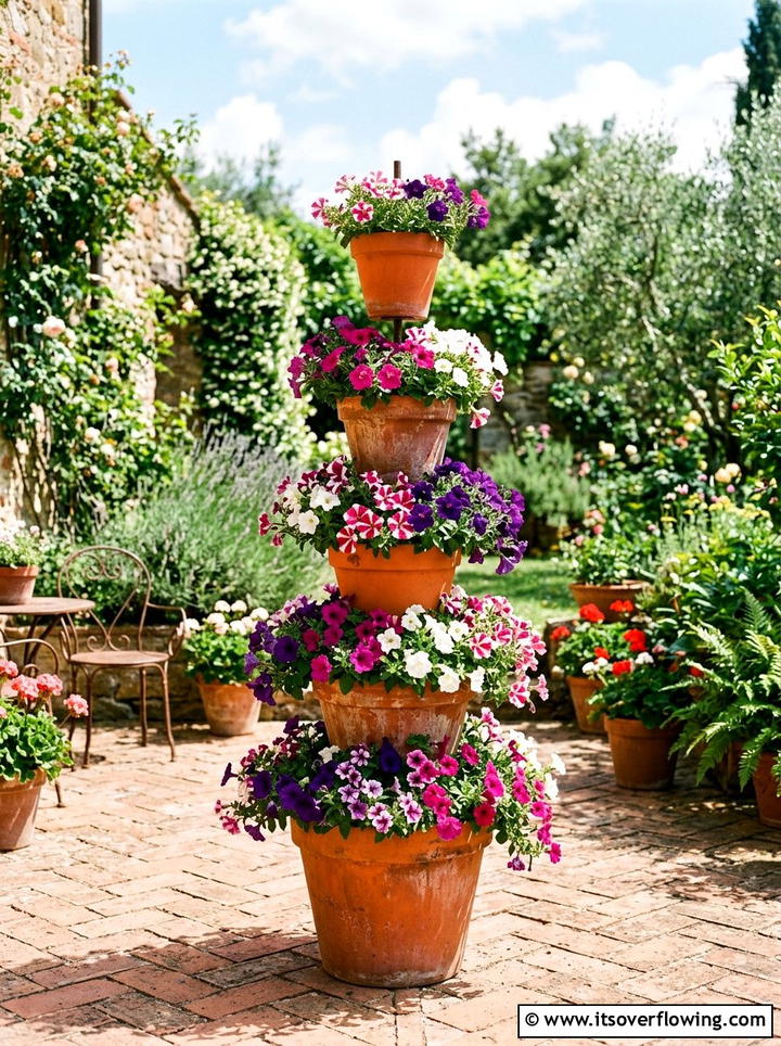 Terracotta Pot Tower - 25 creative garden ideas with rustic charm