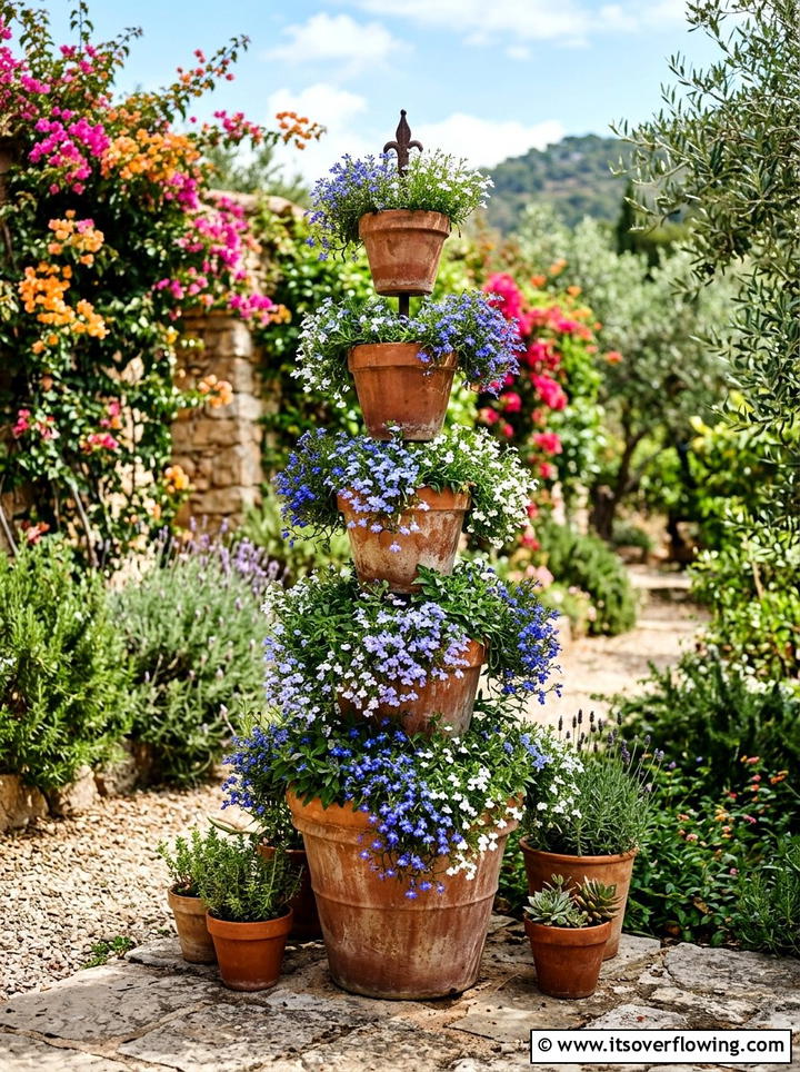 Terracotta Pot Tower - 25 garden ideas with low cost materials