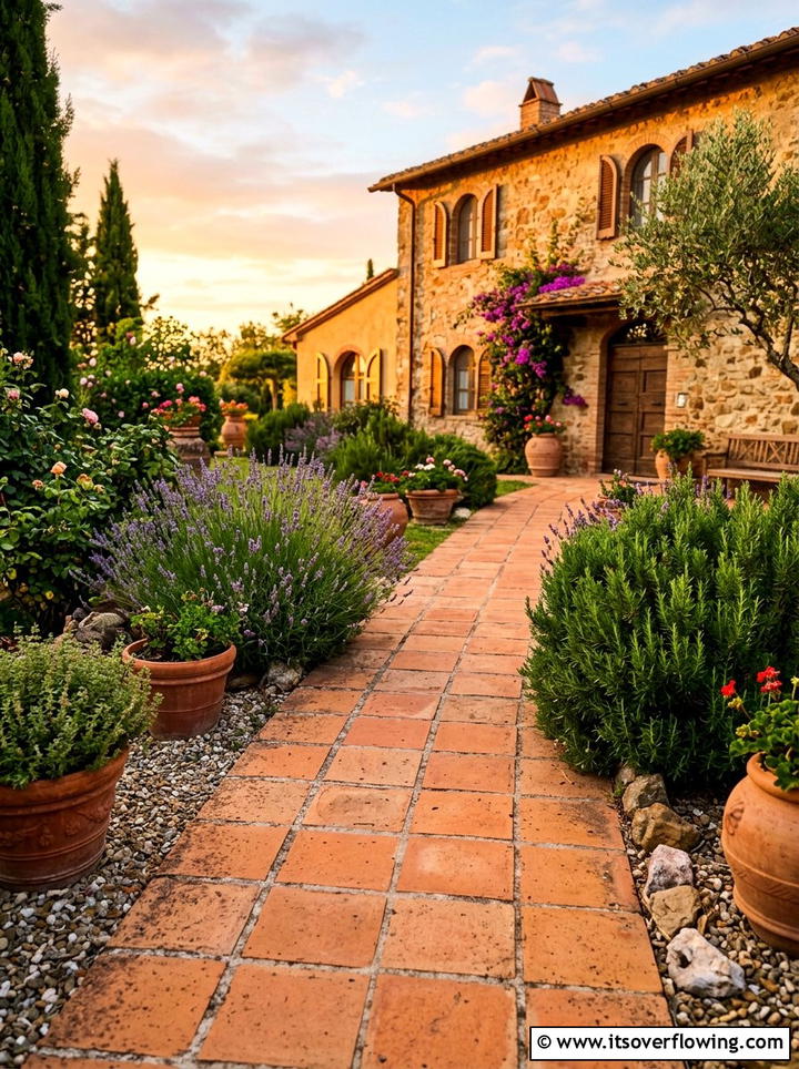 Terracotta Tile Path In Small Yard - 25 small garden ideas with stepping stones