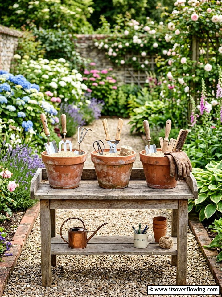 Terracotta Tool Storage - 25 garden ideas with terracotta crafts